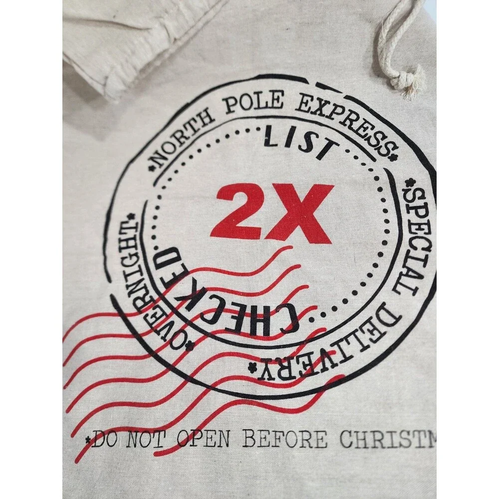 North Pole Express Special Delivery Santa's Gift Draw String Sack Bag